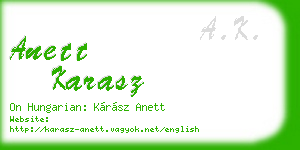 anett karasz business card