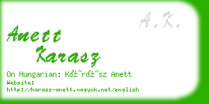anett karasz business card